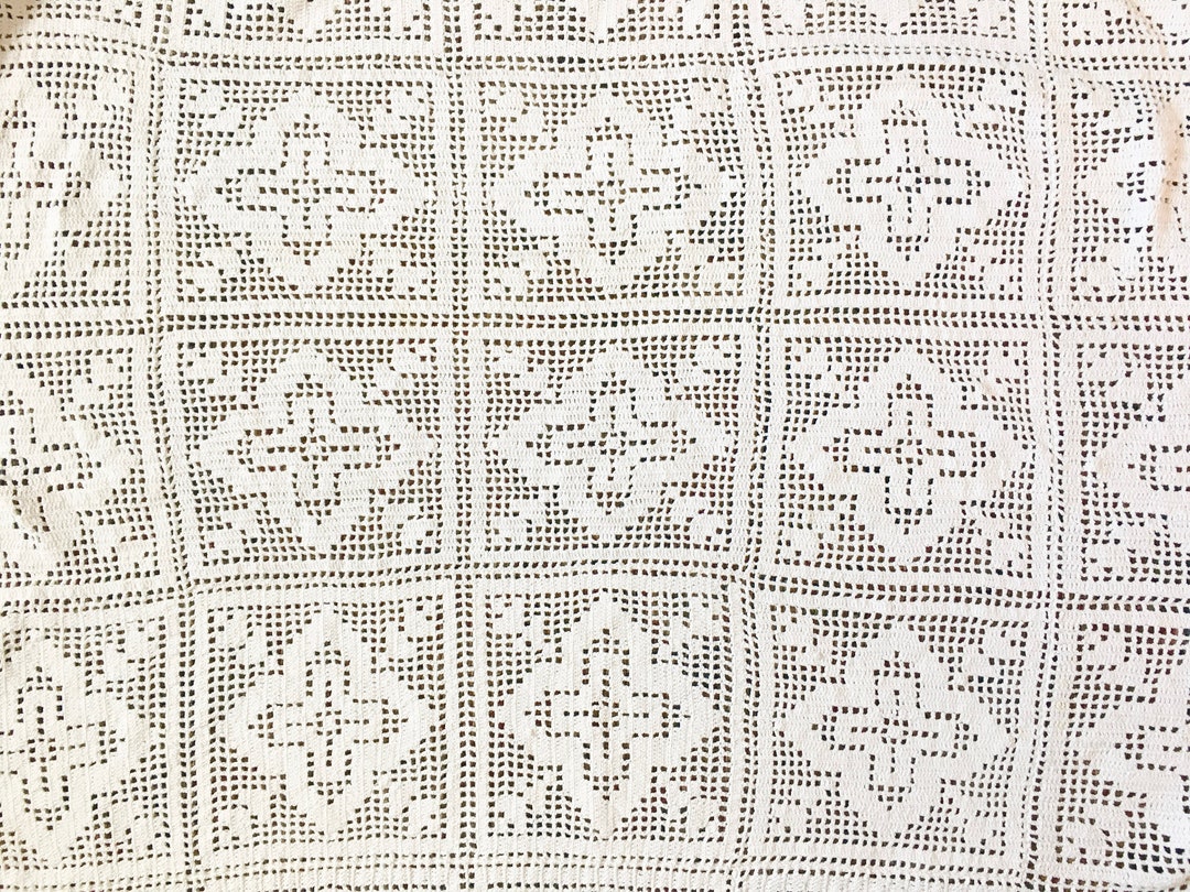 Vintage Crochet Bed Cover/throw Etsy