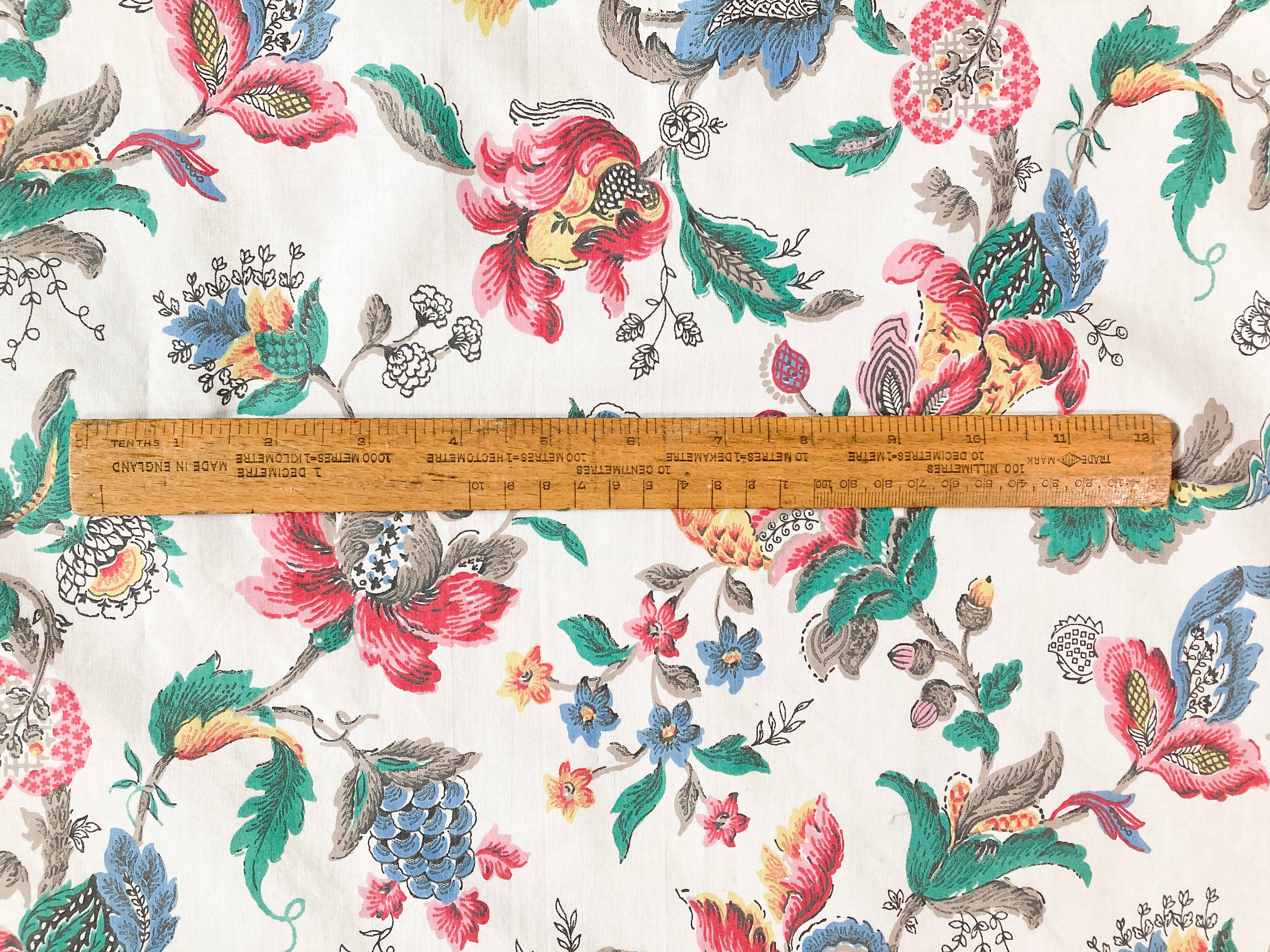Vintage Jacobean Style Fabric Etsy