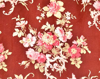 Antique French Floral Cretonne (82 x 86cm)