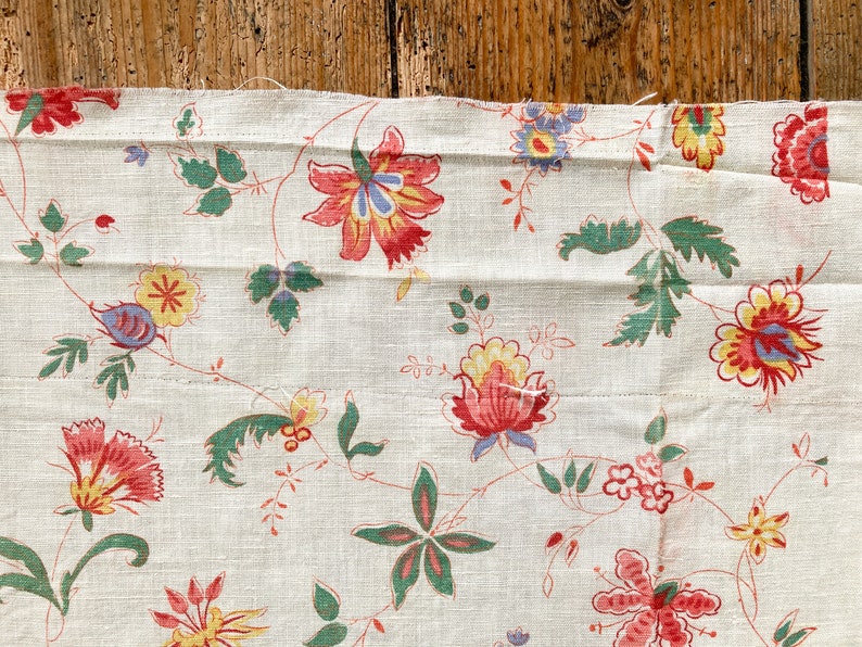 Handblocked Vintage Linen Fabric Etsy UK