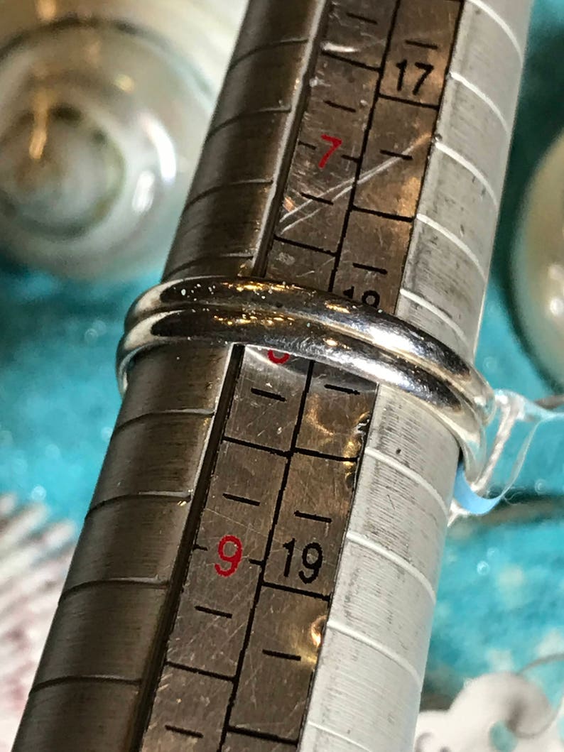 New American Artisan Crafted Sterling Silver .925 Blue Dichroic Glass Ring Size 8.5