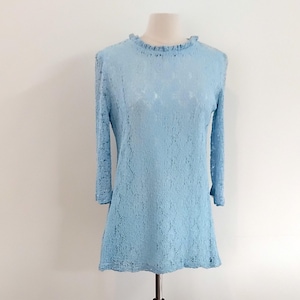 Vintage 50s 60s Baby Blue Lace Go Go Dress, size 8 AS IS