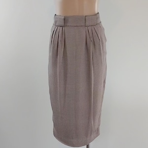 Vintage 90s does 50s Black Beige Houndstooth Pencil Skirt with Pockets, Size 10