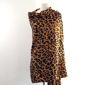 Vintage late 90s Gold Orange Leopard Spot Large Shawl Scarf