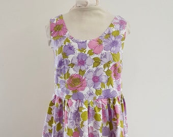 The 3Rs Purple Floral Cotton Summer Dress with Pockets, Australian Handmade, Size 12