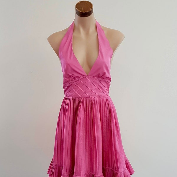 Vintage 50er Look Pink Neckholder Marilyn Monroe Style Dress, Grösse AU 44-44