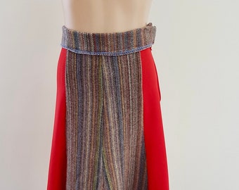 Der 3Rs Vintage Stoff Rot Blau Streifen Rock, Decken Rock, Australian Handmade Größe 38 oder 10