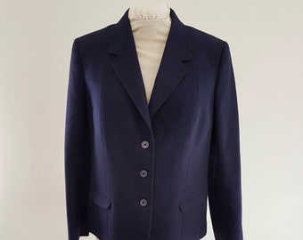 Vintage 80s Navy Blue Wool Jacket Blazer, Fletcher Jones Australian Made size 14