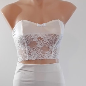 Vintage 80s White Lace Strapless Underwire Boned Bra, Warner&#39;s Size 10