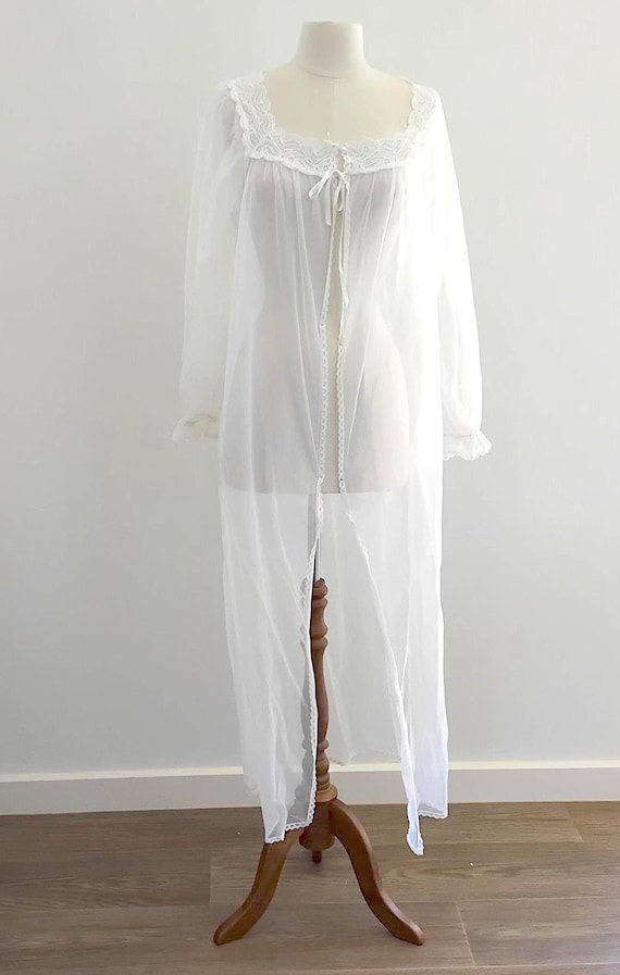 Vintage Sheer Lace Trim Dressing Gown - 80s Kenton Australian Made, Size 10  - Etsy