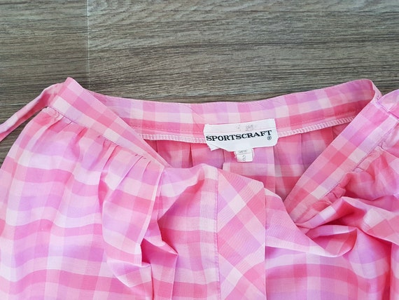 Vintage 60s Pink Check Button Through Skirt with … - image 7