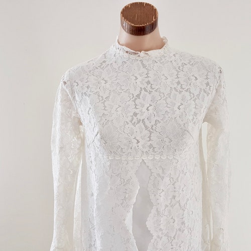 Vintage 60s 70s Rita Roberts White Lace Wedding Dress, British Made, Size AU shops 10