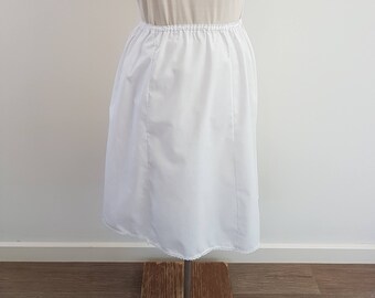 Vintage 80s White Cotton Half Slip Petticoat, Australian Handmade, Size XL