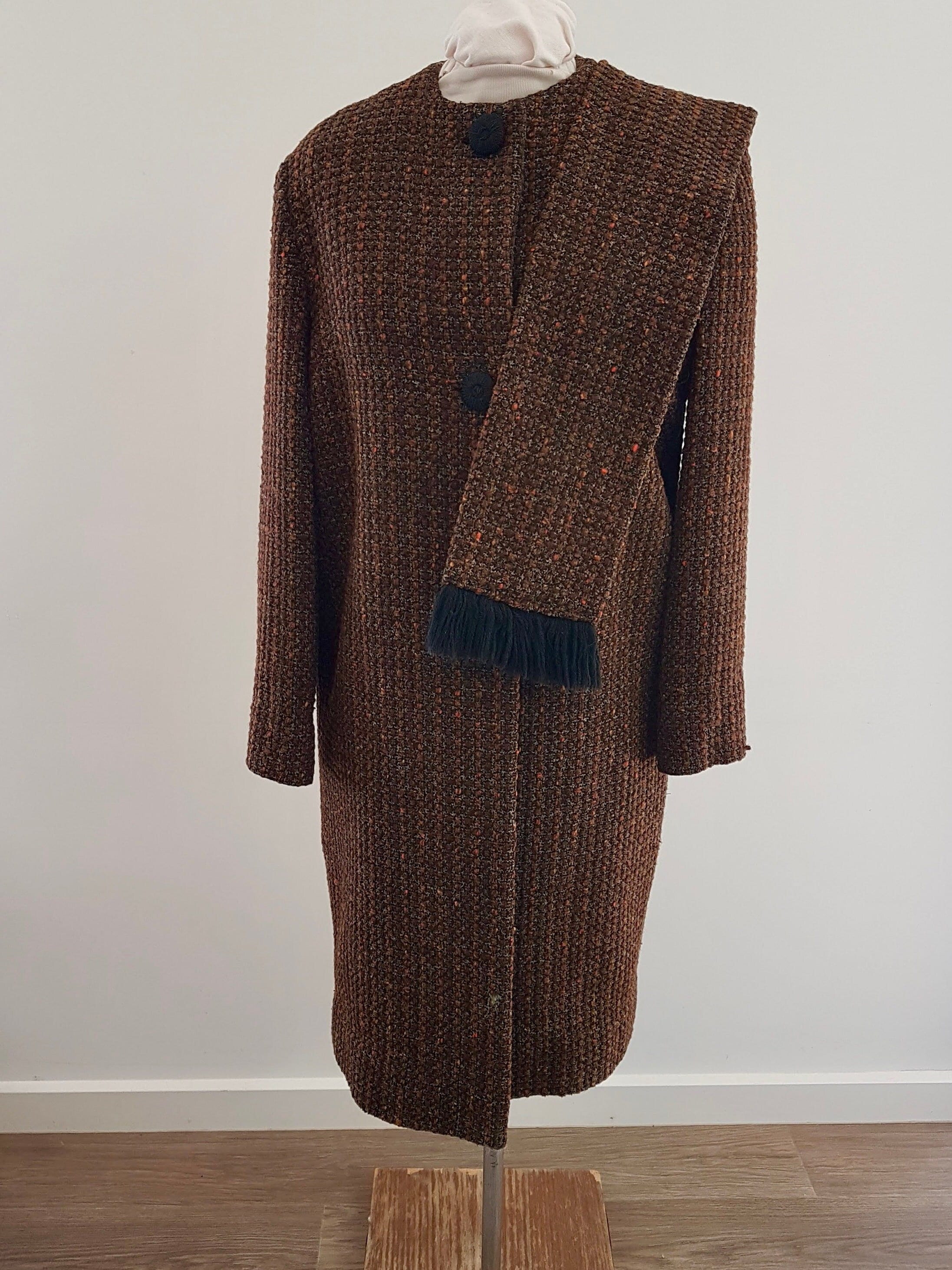 Treat ürself tweed check vintage coat