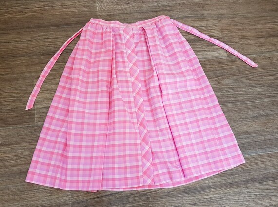 Vintage 60s Pink Check Button Through Skirt with … - image 6