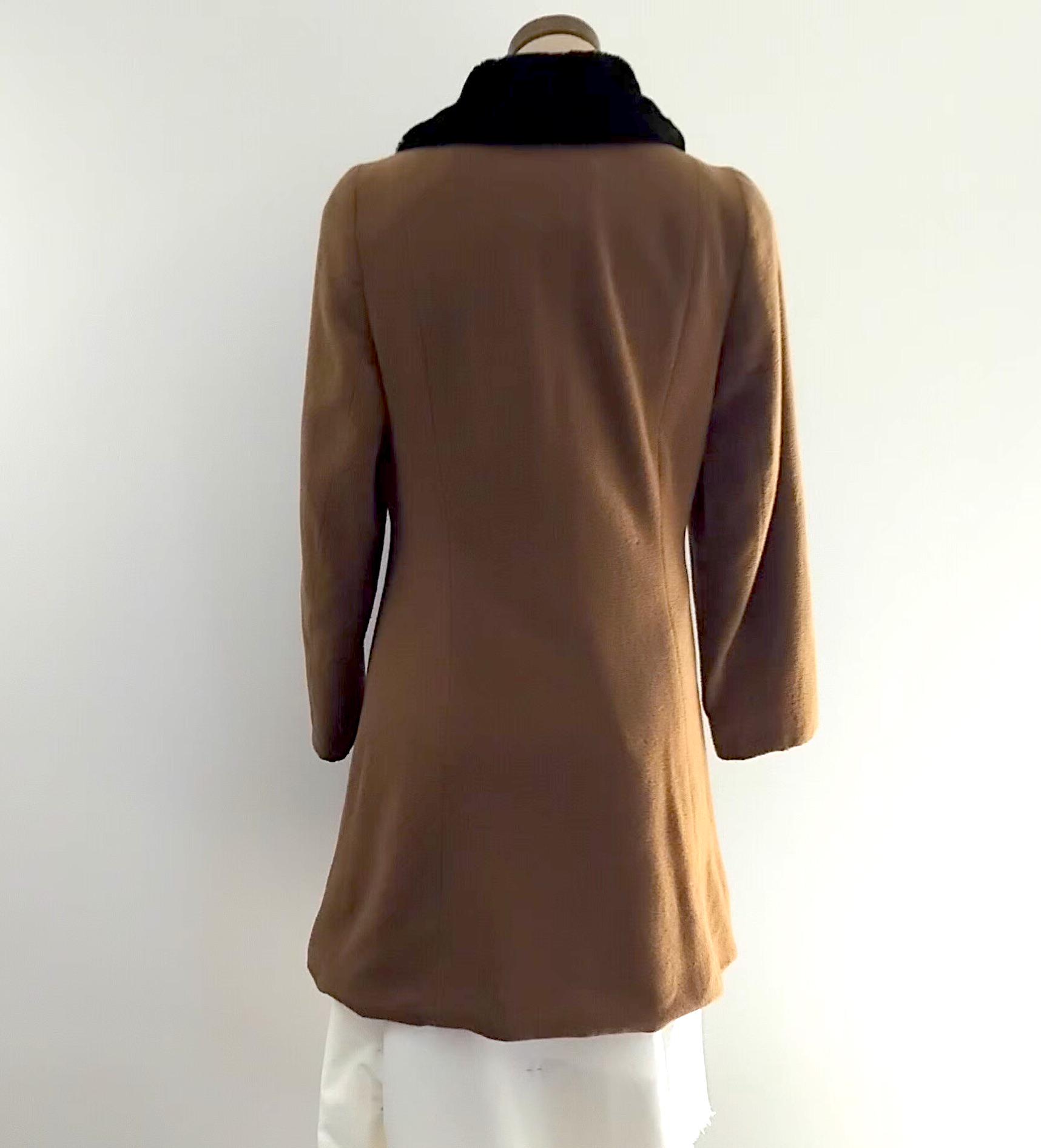 Vintage 60s Brown Wool Blend Knee Length Winter Coat, Zeki London