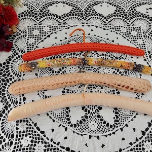 4 Vintage 60s Assorted Orange Covered Coathangers Clotheshangers