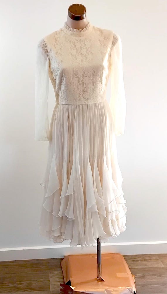 sachin and babi light blue dress InStyle Serena Flower Pattern Pleated Cream Chiffon Dress- Trendyol main image 0