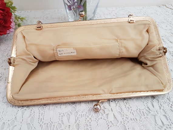 Vintage 60s Gold Lame Fabric Evening Bag, Mid Cen… - image 5
