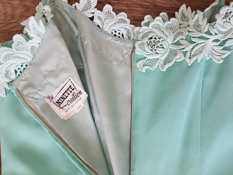 Vintage 50s Mint Green Ball Prom Formal Gown Dress, A Ninette Creation Size 8 image 8