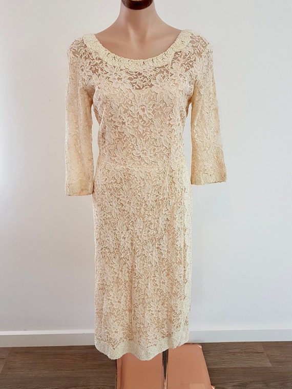 Vintage Antique 30s Cream Cornelli Lace Cocktail Dress, Size 10-12 - Etsy  Canada