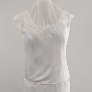 Vintage 90s Creamy White Satin Camisole, Wide Shoulder Straps, Size 12