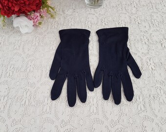 Vintage 60s Navy Blue Short Gloves, Dents Australian Made Size 7 1/2