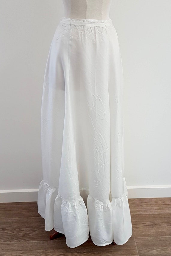 Vintage Antique 1900s White Long Tiered Petticoat,
