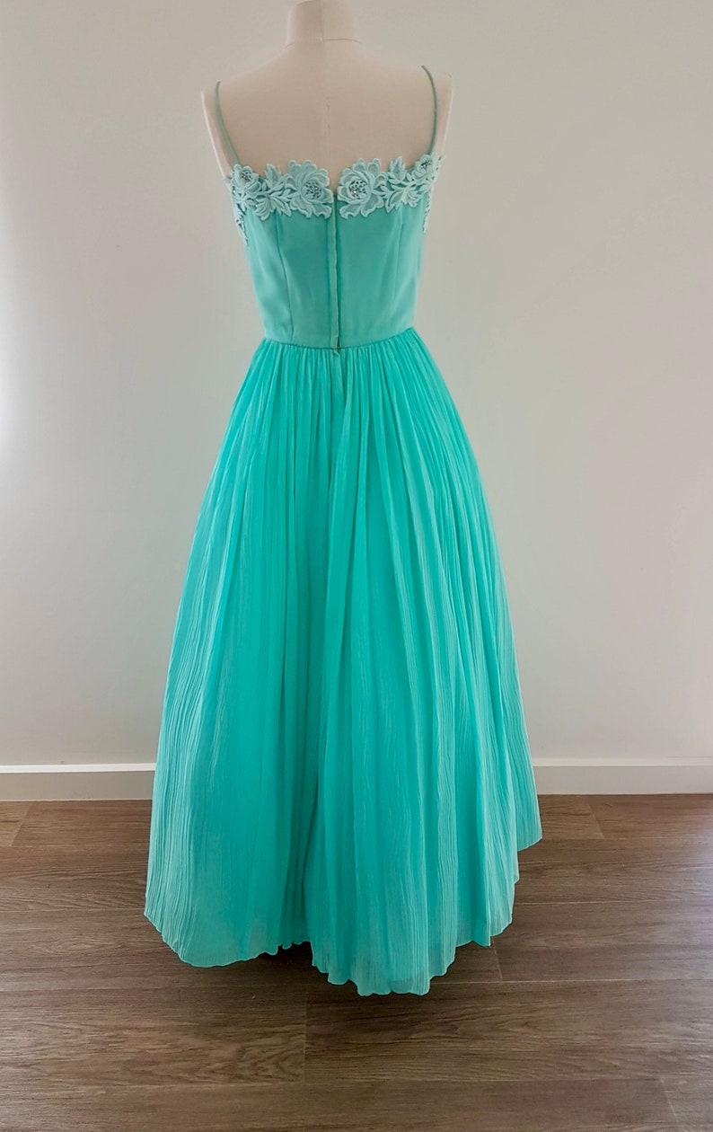 Vintage 50s Mint Green Ball Prom Formal Gown Dress, A Ninette Creation Size 8 image 4
