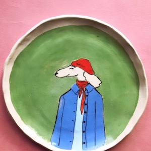 Coole Doggo Schale, handgefertigt & handbemalt Keramik Hundeteller, Keramik Bild 1