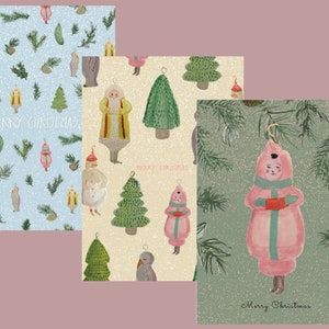 christmas card set of 3 cozy holiday cards