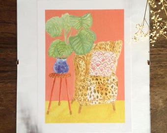 cozy interior art print - A5