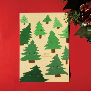 Cheerful Christmas Postcard | eco friendly paper | cute kawaii illustrated lucky Christmas tree