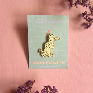 Poodle & rose enamel pin set, hard enamel pin, badge or brooch, cute dog and flower pin image 2