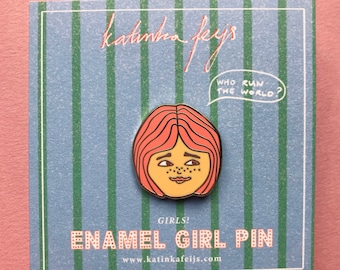 Strong Girl Enamel Pin, gold & pink hard enamel pin, girl power pin, feminist lapel pin, feminist gift idea