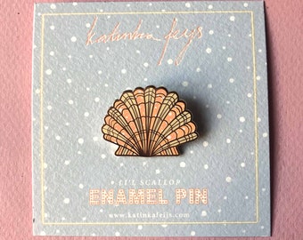 scallop enamel pin, cute hard enamel lapel pin, sea theme pin, kawaii scallop or shell brooch