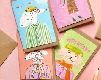 Mini Birthday Greeting Cards Set - Limited Edition Tiny Happy Birthday Cards