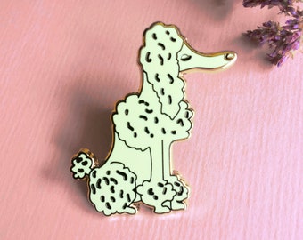 Poodle hard enamel lapel pin, animal badge or brooch, cute dog pin