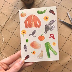 Jolie carte de vœux d'automne, écologique, imprimée sur du papier 100% recyclé.