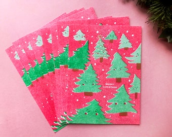 B GRADE 10 Riso Weihnachtspostkarten |  Set risograph Jahreszeitenkarten