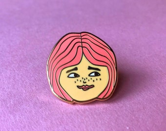 Girl Enamel Pin, gold & pink hard enamel pin, girl power pin, feminist lapel pin, feminist gift idea