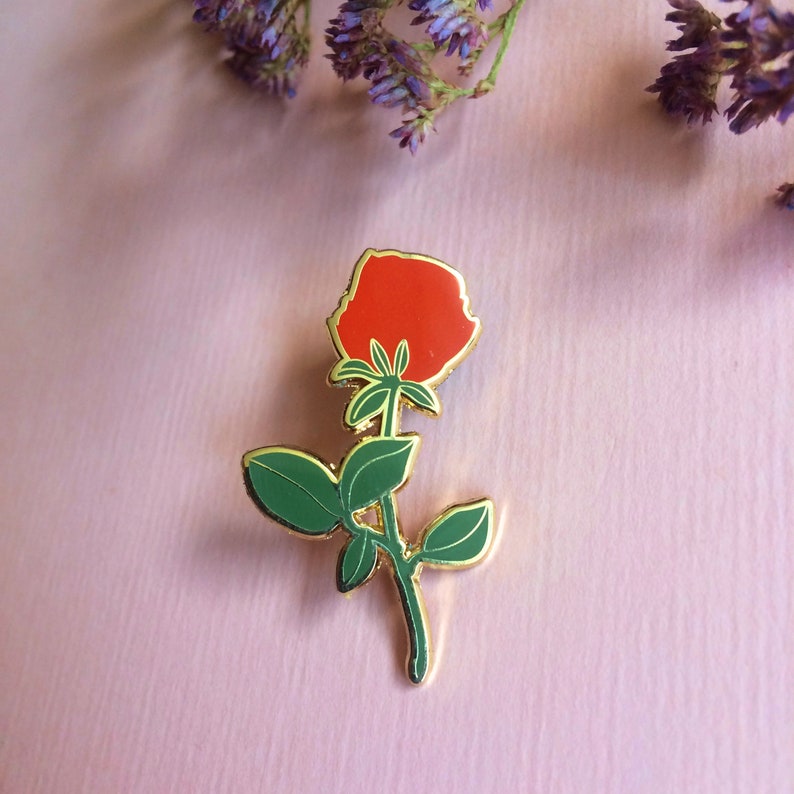 Poodle & rose enamel pin set, hard enamel pin, badge or brooch, cute dog and flower pin image 4