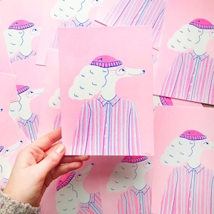 Handsome Poodle Riso Print 14x19.5 cm (5.51x7.67 inches), limited edition