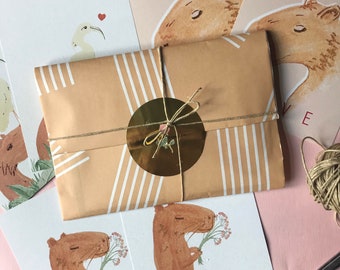 Set of 6 cute capybara cards for birthday / love or birth of newborn baby - on eco / sustainable paper