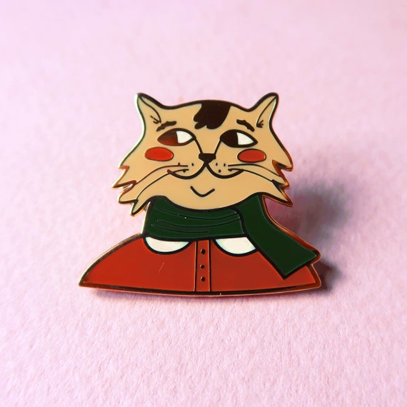 seasonal cat pin, cute christmas mr. Cat hard enamel pin, winter kawaii cat brooch or lapel pin