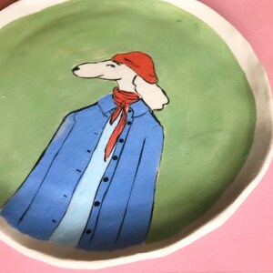 Cool doggo dish, handmade & hand painted ceramic dog plate, ceramics image 2