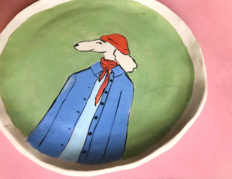 Cool doggo dish, handmade & hand painted ceramic dog plate, ceramics image 2