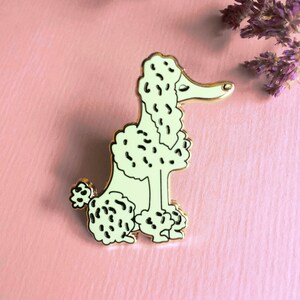 Poodle & rose enamel pin set, hard enamel pin, badge or brooch, cute dog and flower pin image 5