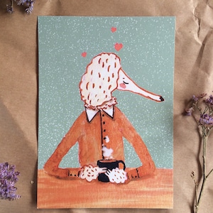 Mr. Poodle & Coffee Postcard | eco-friendly paper | Dog theme, without text, fathers day card