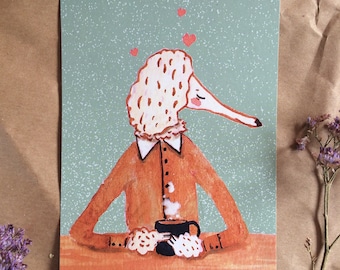 Mr. Poodle & Coffee Postcard | eco friendly paper | Dog theme, without text, fathers day card